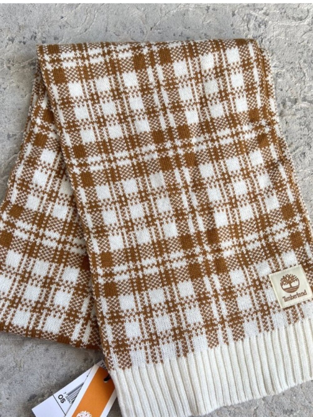 Timberland Wheat Multifunction Plaid Knitted Scarf NWT  T 64" x 10"
